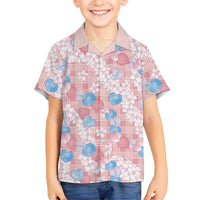 Anthurium Plumeria Lei Pastel Family Matching Puletasi and Hawaiian Shirt Pink Hawaiian Splendid Palaka