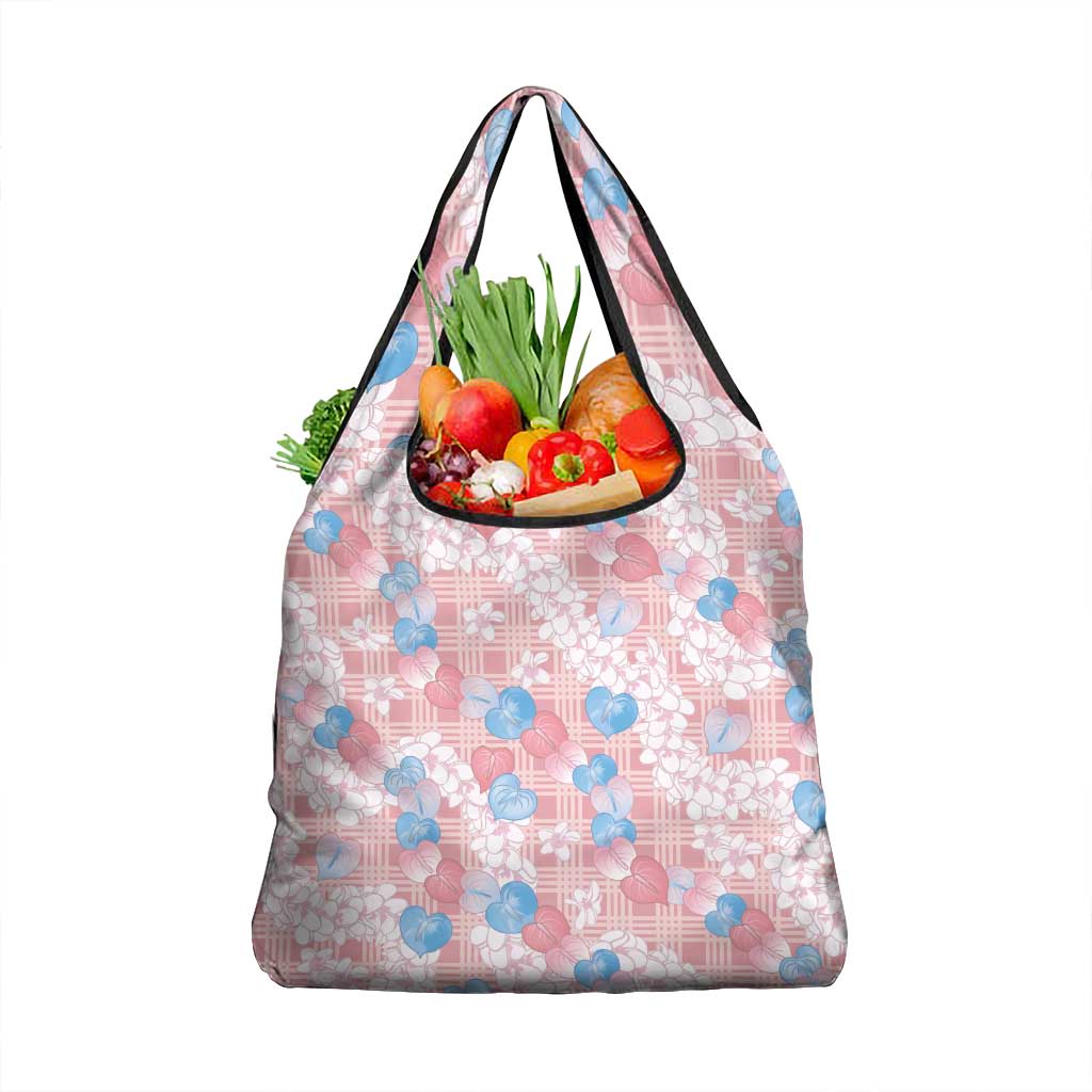 Anthurium Plumeria Lei Pastel Grocery Bag Pink Hawaiian Splendid Palaka LT01 1-pack One Size Pink - Polynesian Pride