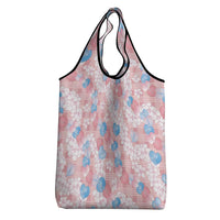 Anthurium Plumeria Lei Pastel Grocery Bag Pink Hawaiian Splendid Palaka LT01 - Polynesian Pride