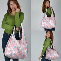 Anthurium Plumeria Lei Pastel Grocery Bag Pink Hawaiian Splendid Palaka LT01 - Polynesian Pride