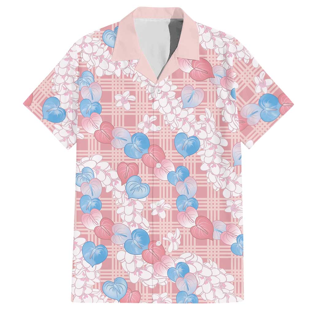 Anthurium Plumeria Lei Pastel Hawaiian Shirt Pink Hawaiian Splendid Palaka LT01 Pink - Polynesian Pride