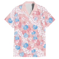 Anthurium Plumeria Lei Pastel Hawaiian Shirt Pink Hawaiian Splendid Palaka LT01 Pink - Polynesian Pride