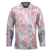 Anthurium Plumeria Lei Pastel Hockey Jersey Pink Hawaiian Splendid Palaka LT01 Unisex Pink - Polynesian Pride