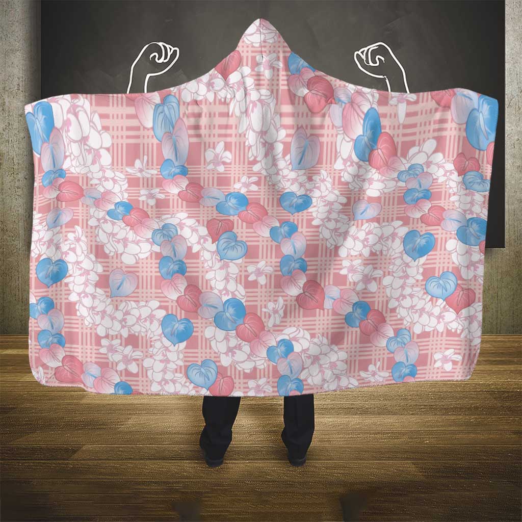 Anthurium Plumeria Lei Pastel Hooded Blanket Pink Hawaiian Splendid Palaka LT01 - Polynesian Pride