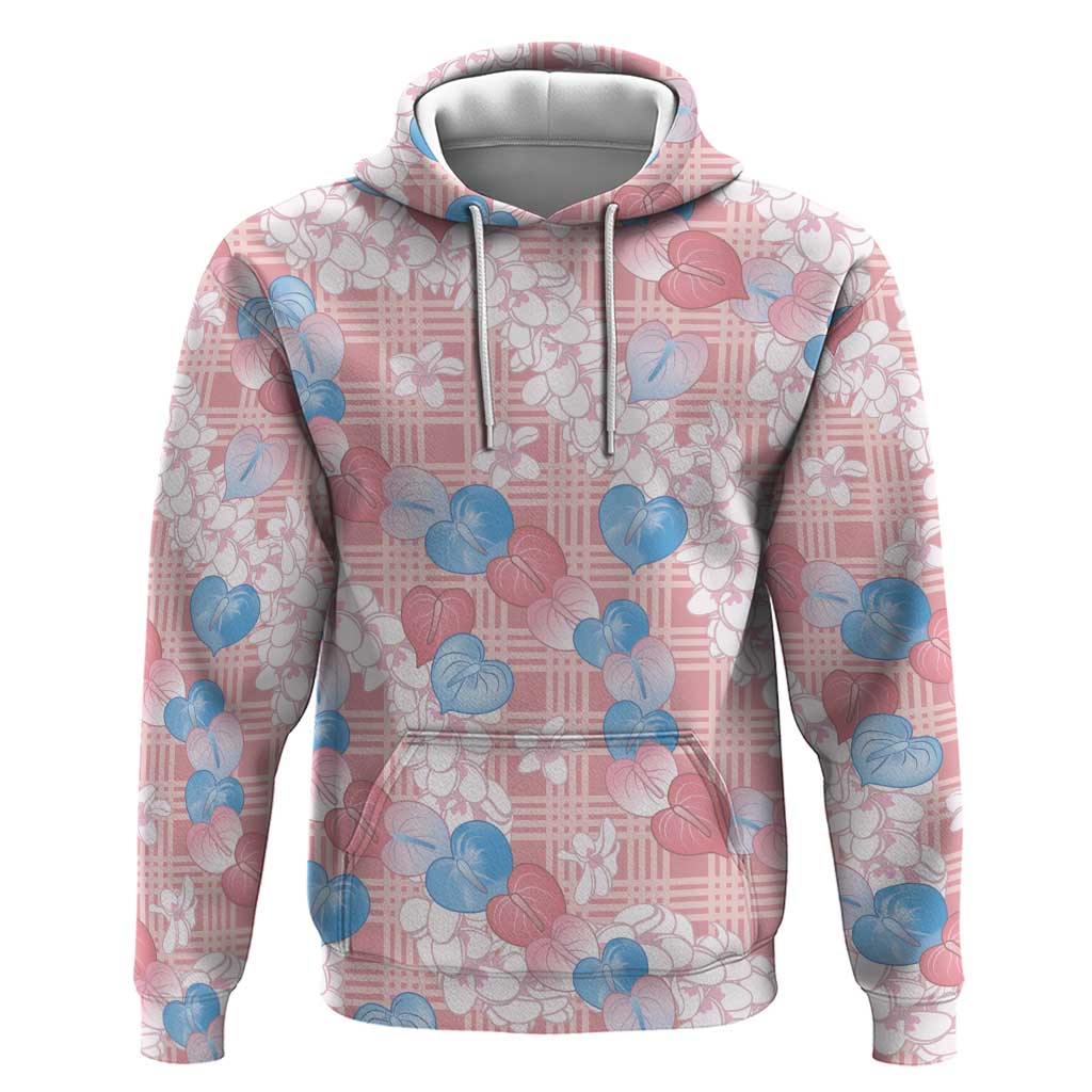 Anthurium Plumeria Lei Pastel Hoodie Pink Hawaiian Splendid Palaka
