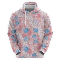 Anthurium Plumeria Lei Pastel Hoodie Pink Hawaiian Splendid Palaka LT01 - Polynesian Pride