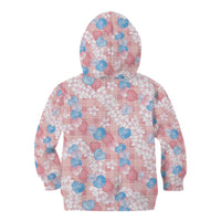 Anthurium Plumeria Lei Pastel Kid Hoodie Pink Hawaiian Splendid Palaka LT01 - Polynesian Pride