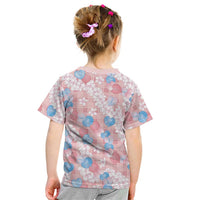 Anthurium Plumeria Lei Pastel Kid T Shirt Pink Hawaiian Splendid Palaka LT01 - Polynesian Pride