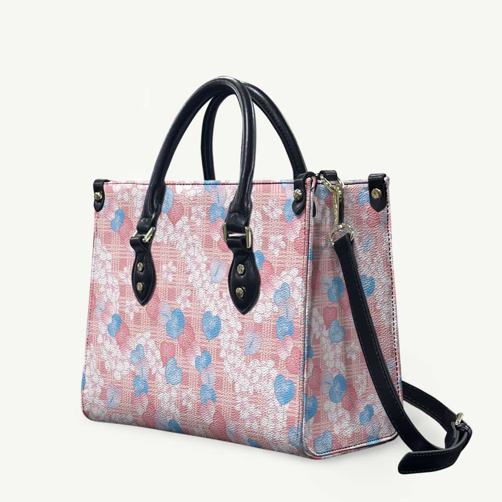 Anthurium Plumeria Lei Pastel Leather Bag Pink Hawaiian Splendid Palaka LT01 Pink - Polynesian Pride