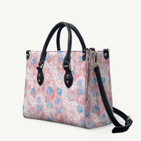 Anthurium Plumeria Lei Pastel Leather Bag Pink Hawaiian Splendid Palaka LT01 Pink - Polynesian Pride