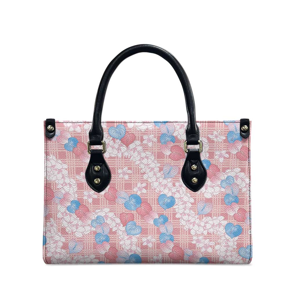 Anthurium Plumeria Lei Pastel Leather Bag Pink Hawaiian Splendid Palaka LT01 - Polynesian Pride