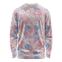 Anthurium Plumeria Lei Pastel Long Sleeve Shirt Pink Hawaiian Splendid Palaka LT01 Unisex Pink - Polynesian Pride