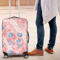 Anthurium Plumeria Lei Pastel Luggage Cover Pink Hawaiian Splendid Palaka LT01 Pink - Polynesian Pride