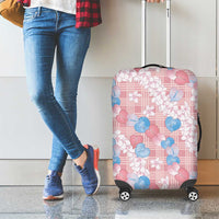 Anthurium Plumeria Lei Pastel Luggage Cover Pink Hawaiian Splendid Palaka LT01 - Polynesian Pride