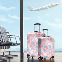 Anthurium Plumeria Lei Pastel Luggage Cover Pink Hawaiian Splendid Palaka LT01 - Polynesian Pride