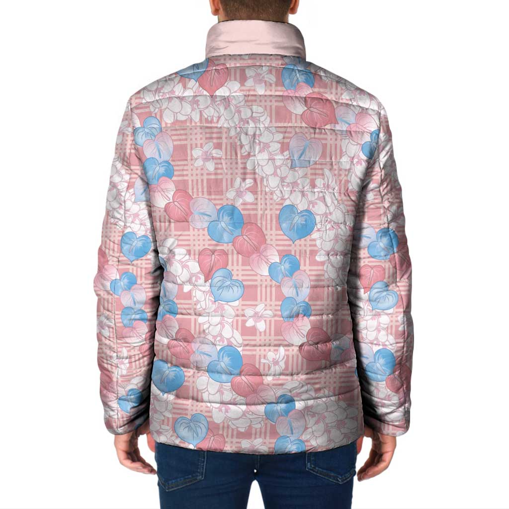 Anthurium Plumeria Lei Pastel Padded Jacket Pink Hawaiian Splendid Palaka LT01 - Polynesian Pride