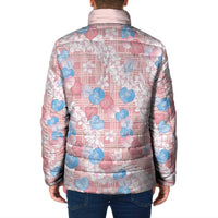 Anthurium Plumeria Lei Pastel Padded Jacket Pink Hawaiian Splendid Palaka LT01 - Polynesian Pride