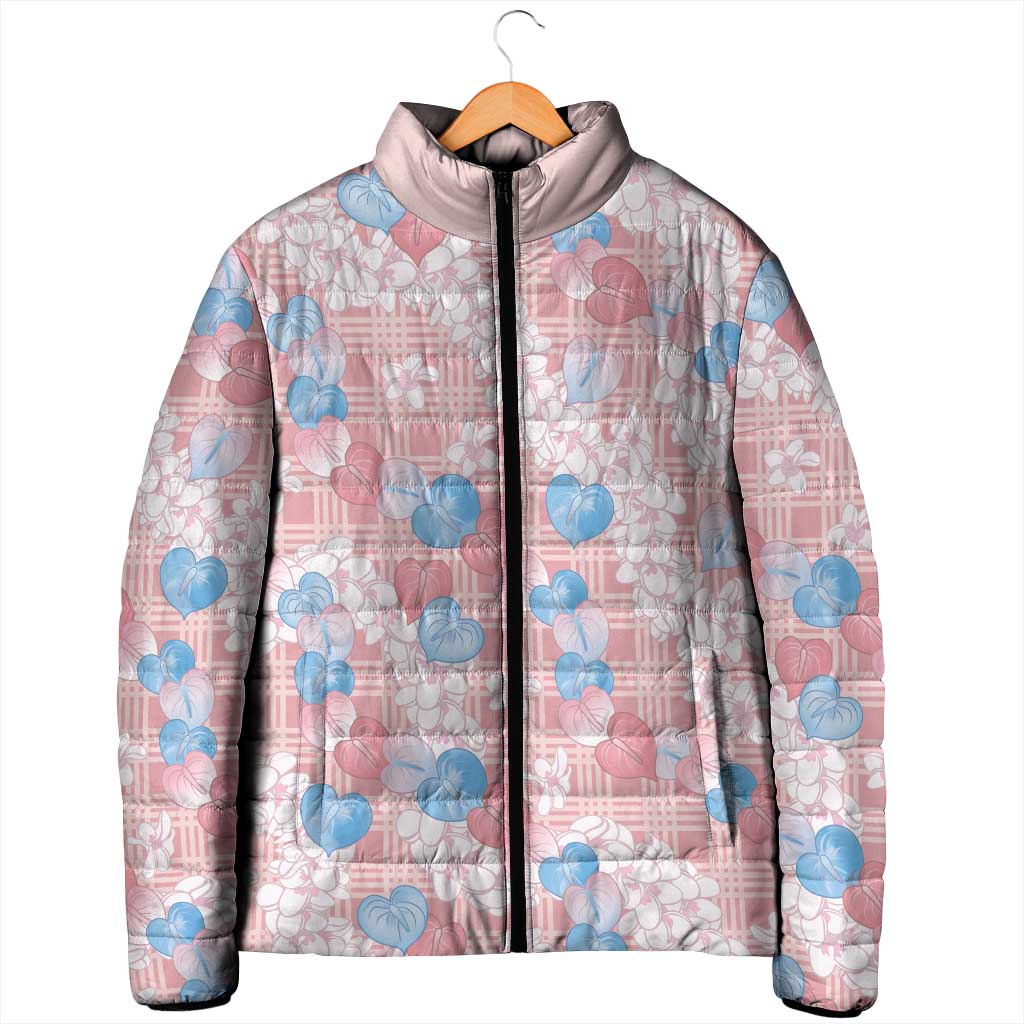 Anthurium Plumeria Lei Pastel Padded Jacket Pink Hawaiian Splendid Palaka LT01 - Polynesian Pride
