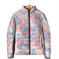 Anthurium Plumeria Lei Pastel Padded Jacket Pink Hawaiian Splendid Palaka LT01 - Polynesian Pride