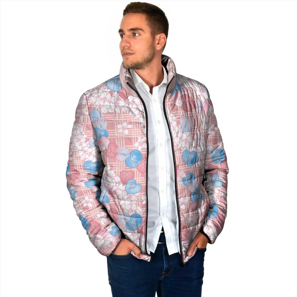 Anthurium Plumeria Lei Pastel Padded Jacket Pink Hawaiian Splendid Palaka LT01 - Polynesian Pride
