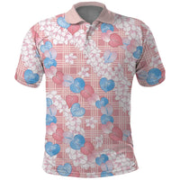 Anthurium Plumeria Lei Pastel Polo Shirt Pink Hawaiian Splendid Palaka LT01 Pink - Polynesian Pride