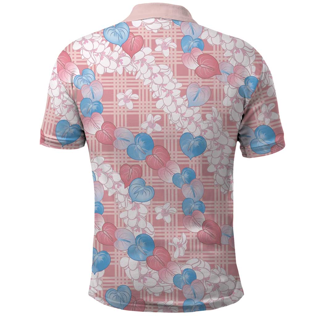 Anthurium Plumeria Lei Pastel Polo Shirt Pink Hawaiian Splendid Palaka LT01 - Polynesian Pride