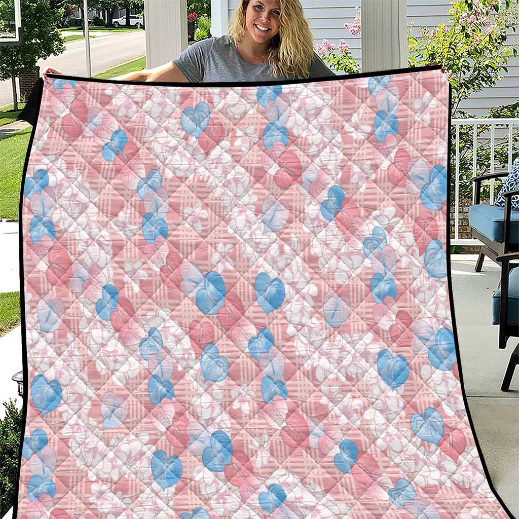 Anthurium Plumeria Lei Pastel Quilt Pink Hawaiian Splendid Palaka