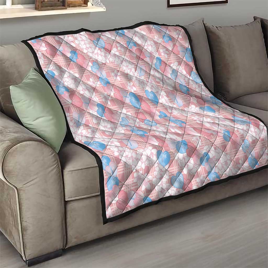 Anthurium Plumeria Lei Pastel Quilt Pink Hawaiian Splendid Palaka