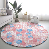 Anthurium Plumeria Lei Pastel Round Carpet Pink Hawaiian Splendid Palaka LT01 - Polynesian Pride