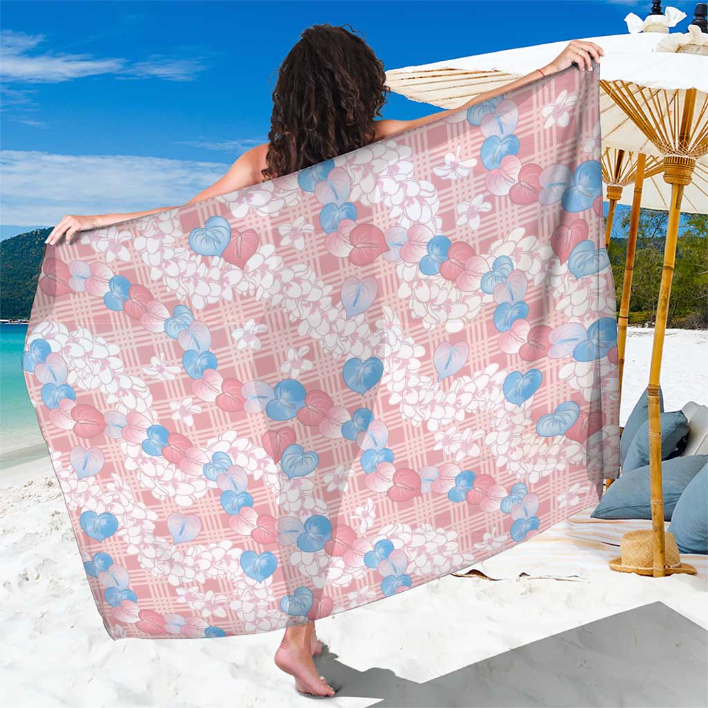Anthurium Plumeria Lei Pastel Sarong Pink Hawaiian Splendid Palaka LT01 One Size 44 x 66 inches Pink - Polynesian Pride