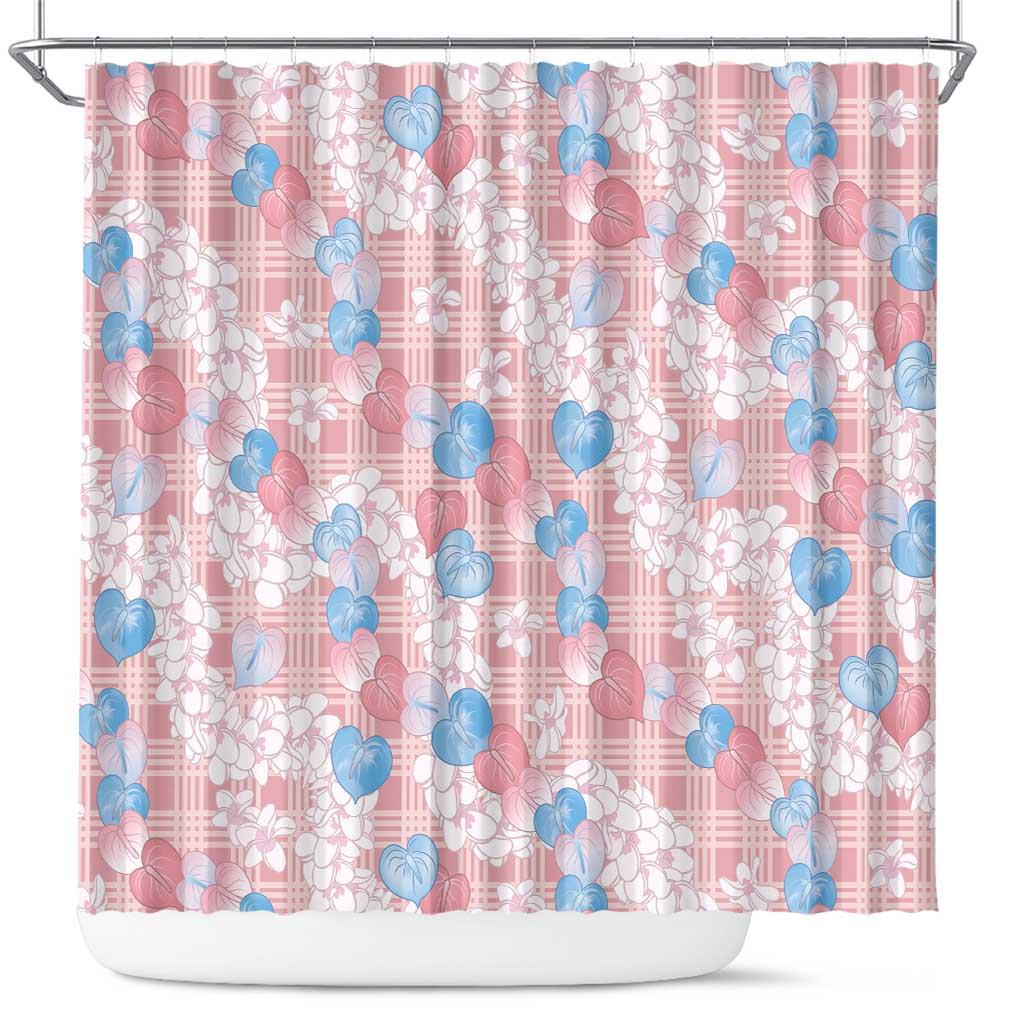 Anthurium Plumeria Lei Pastel Shower Curtain Pink Hawaiian Splendid Palaka LT01 Pink - Polynesian Pride