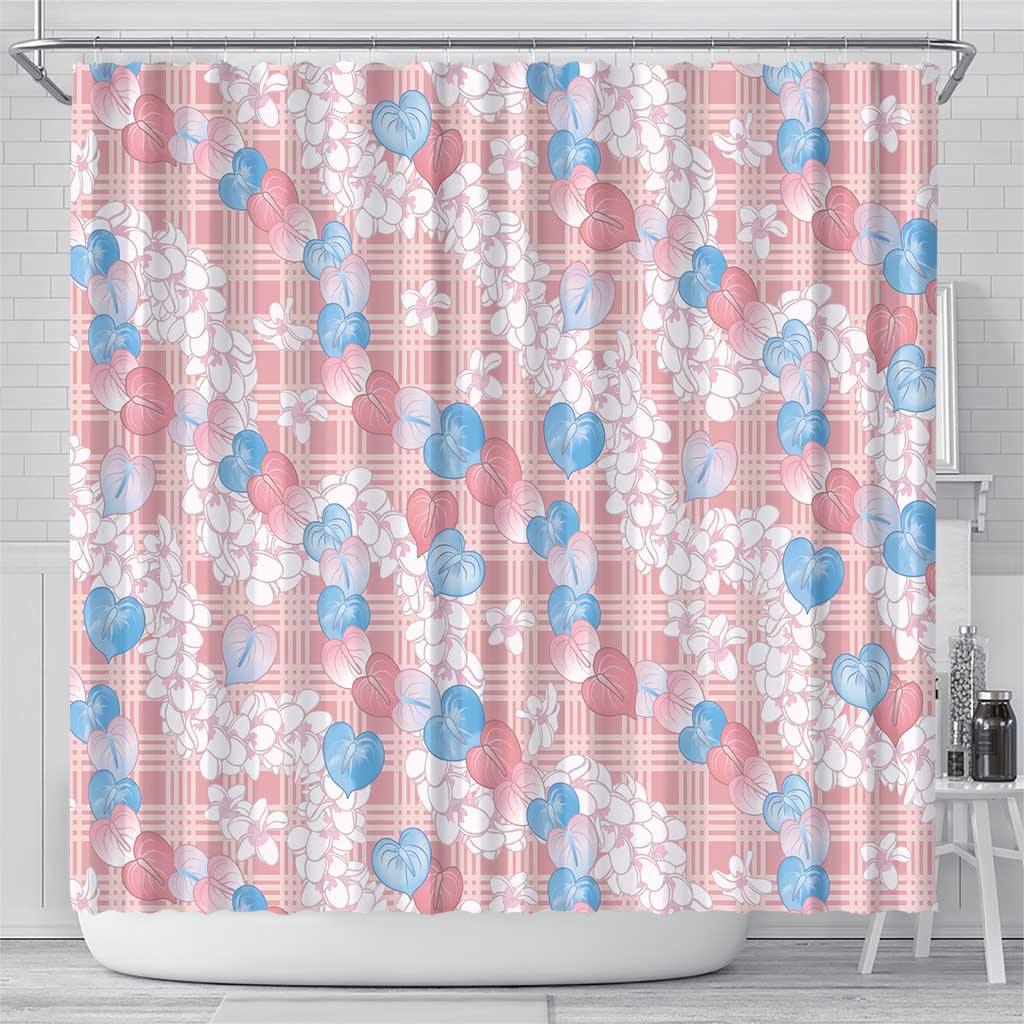 Anthurium Plumeria Lei Pastel Shower Curtain Pink Hawaiian Splendid Palaka LT01 - Polynesian Pride