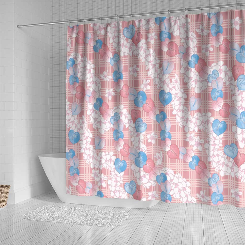 Anthurium Plumeria Lei Pastel Shower Curtain Pink Hawaiian Splendid Palaka LT01 - Polynesian Pride