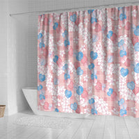 Anthurium Plumeria Lei Pastel Shower Curtain Pink Hawaiian Splendid Palaka LT01 - Polynesian Pride