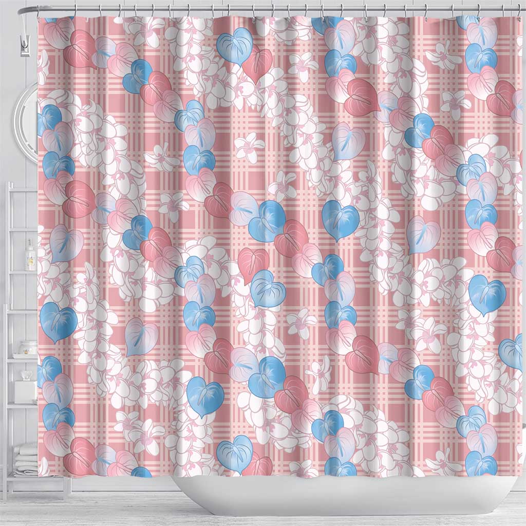 Anthurium Plumeria Lei Pastel Shower Curtain Pink Hawaiian Splendid Palaka LT01 - Polynesian Pride