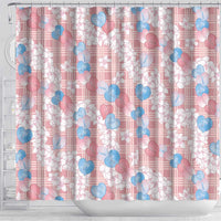 Anthurium Plumeria Lei Pastel Shower Curtain Pink Hawaiian Splendid Palaka LT01 - Polynesian Pride