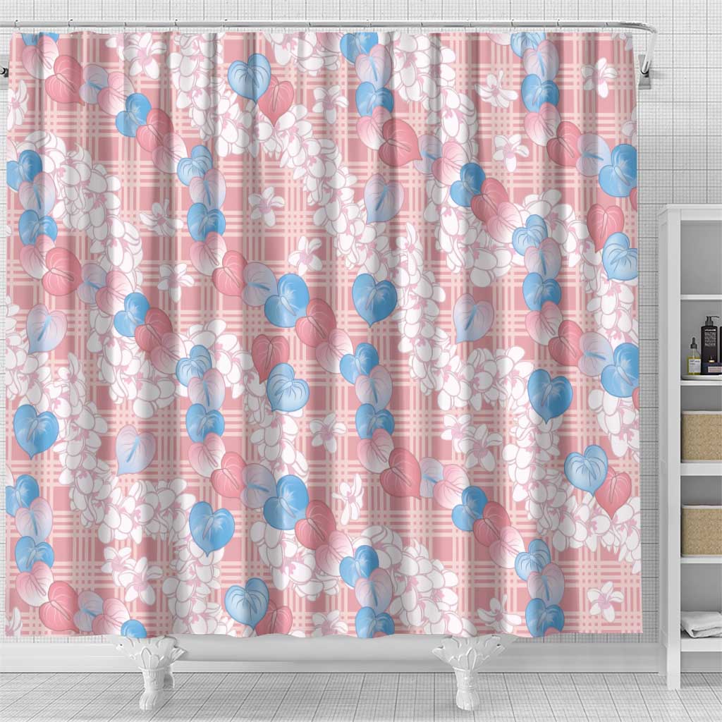 Anthurium Plumeria Lei Pastel Shower Curtain Pink Hawaiian Splendid Palaka LT01 - Polynesian Pride