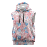 Anthurium Plumeria Lei Pastel Sleeveless Hoodie Pink Hawaiian Splendid Palaka LT01 Pink - Polynesian Pride