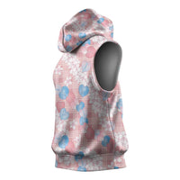 Anthurium Plumeria Lei Pastel Sleeveless Hoodie Pink Hawaiian Splendid Palaka LT01 - Polynesian Pride