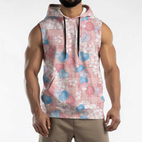 Anthurium Plumeria Lei Pastel Sleeveless Hoodie Pink Hawaiian Splendid Palaka LT01 - Polynesian Pride