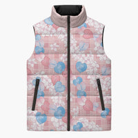 Anthurium Plumeria Lei Pastel Sleeveless Puffer Jacket Pink Hawaiian Splendid Palaka LT01 Unisex Pink - Polynesian Pride