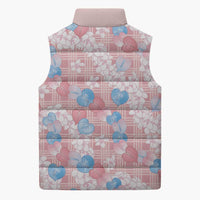 Anthurium Plumeria Lei Pastel Sleeveless Puffer Jacket Pink Hawaiian Splendid Palaka LT01 - Polynesian Pride
