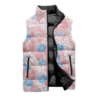 Anthurium Plumeria Lei Pastel Sleeveless Puffer Jacket Pink Hawaiian Splendid Palaka LT01 - Polynesian Pride