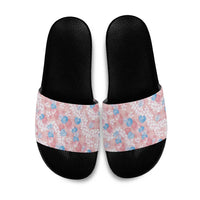 Anthurium Plumeria Lei Pastel Slide Sandals Pink Hawaiian Splendid Palaka LT01 Pink - Polynesian Pride