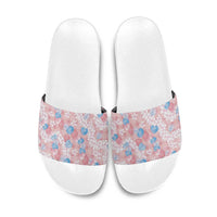 Anthurium Plumeria Lei Pastel Slide Sandals Pink Hawaiian Splendid Palaka LT01 Pink - Polynesian Pride