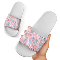 Anthurium Plumeria Lei Pastel Slide Sandals Pink Hawaiian Splendid Palaka LT01 - Polynesian Pride