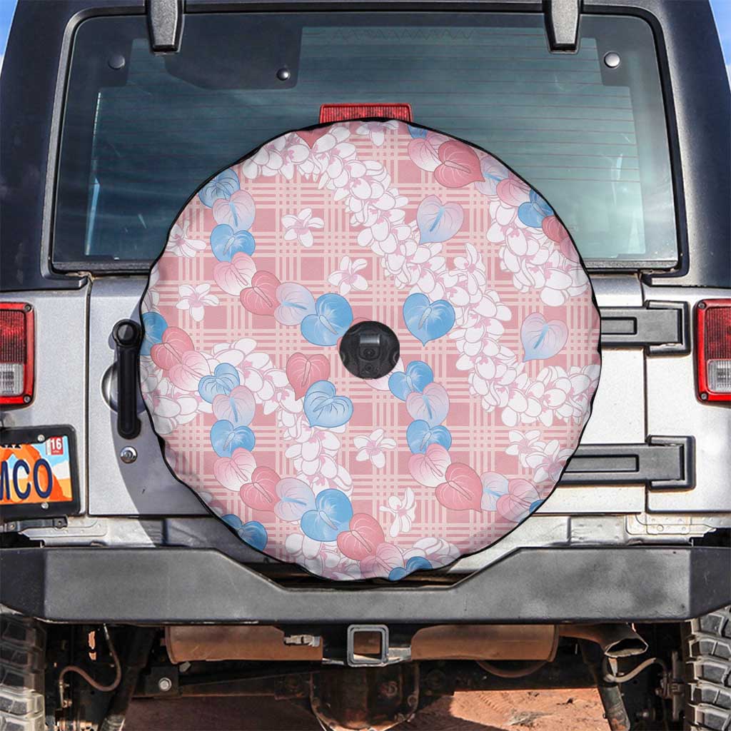 Anthurium Plumeria Lei Pastel Spare Tire Cover Pink Hawaiian Splendid Palaka LT01 Pink - Polynesian Pride