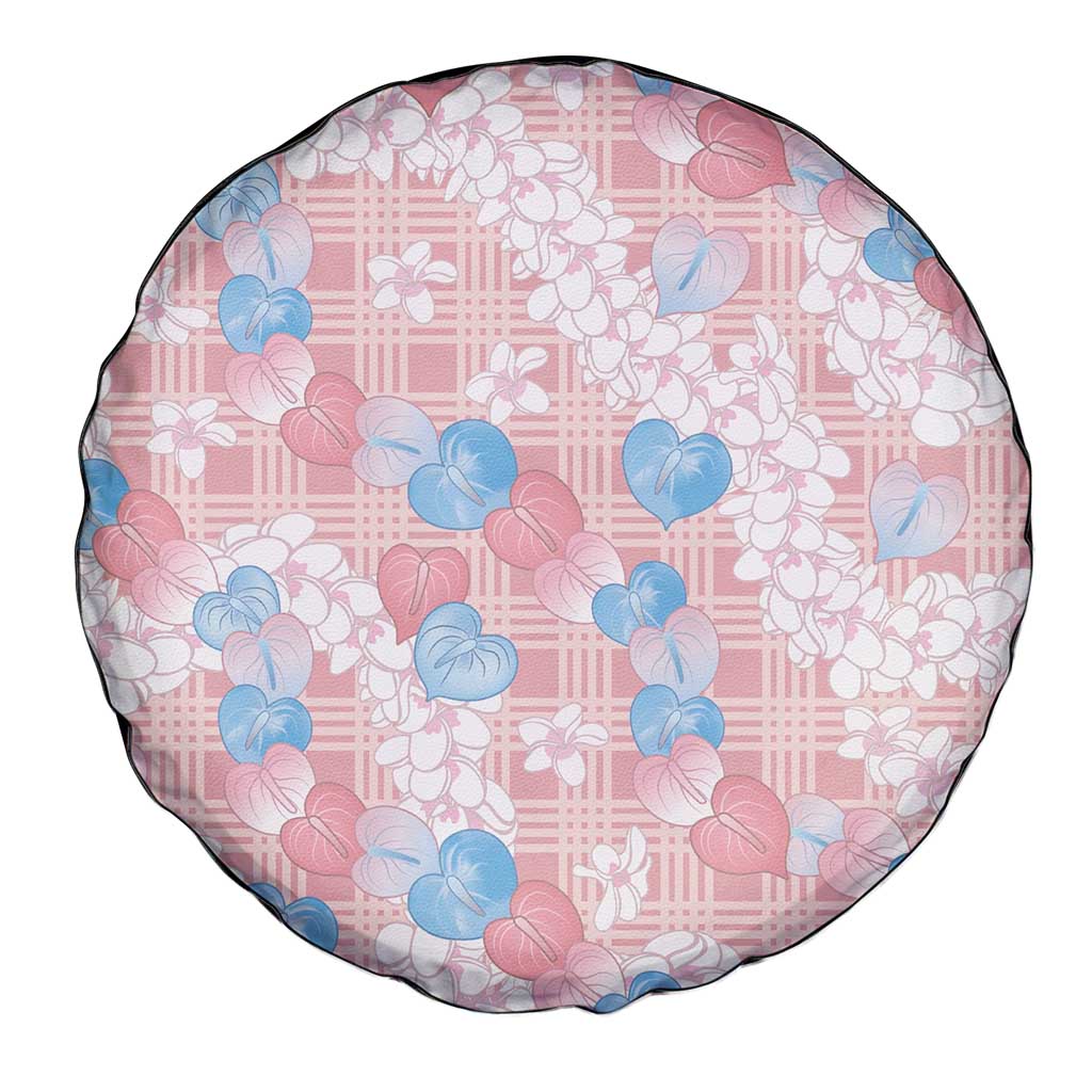Anthurium Plumeria Lei Pastel Spare Tire Cover Pink Hawaiian Splendid Palaka LT01 - Polynesian Pride