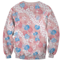 Anthurium Plumeria Lei Pastel Sweatshirt Pink Hawaiian Splendid Palaka LT01 - Polynesian Pride