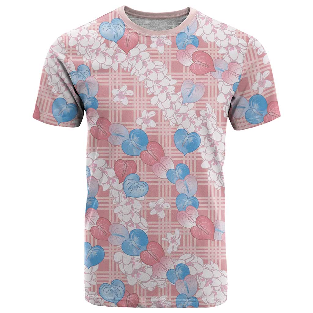 Anthurium Plumeria Lei Pastel T Shirt Pink Hawaiian Splendid Palaka LT01 Pink - Polynesian Pride